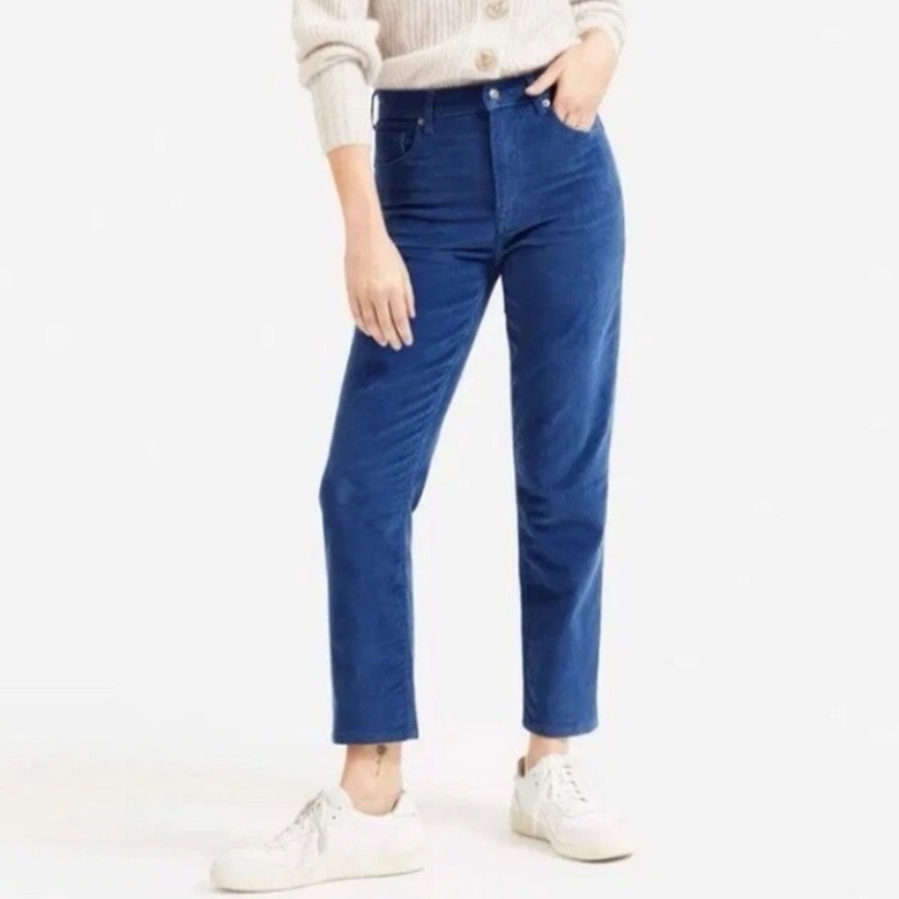 Everlane Cheeky Dark Blue Corduroy High Rise Waist Straight Leg Pants Size 26